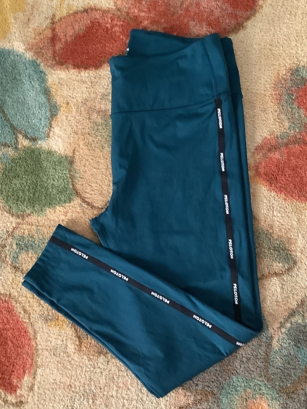 Peloton Teal Full-Length Leggings with Branded Black Side Tape